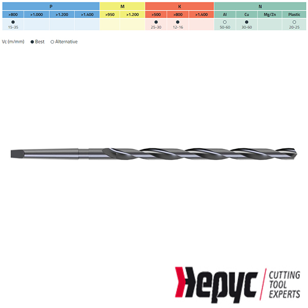 Hepyc Morsekonusboor HSS MK1 DIN1870N 13.50×325