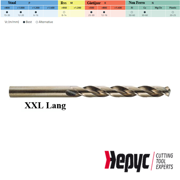 Hepyc HSS-E 5% Cobaltboor XXL 10.50mm L=235/340mm