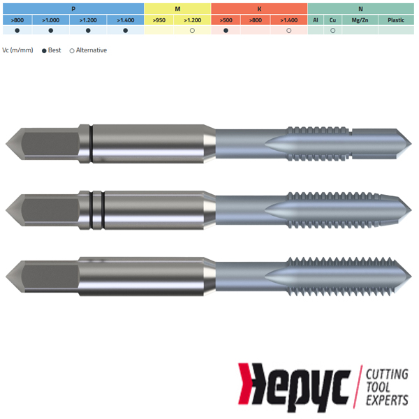 Hepyc handtapset HSSE-PM TICN DIN352 M10x150 6Hx