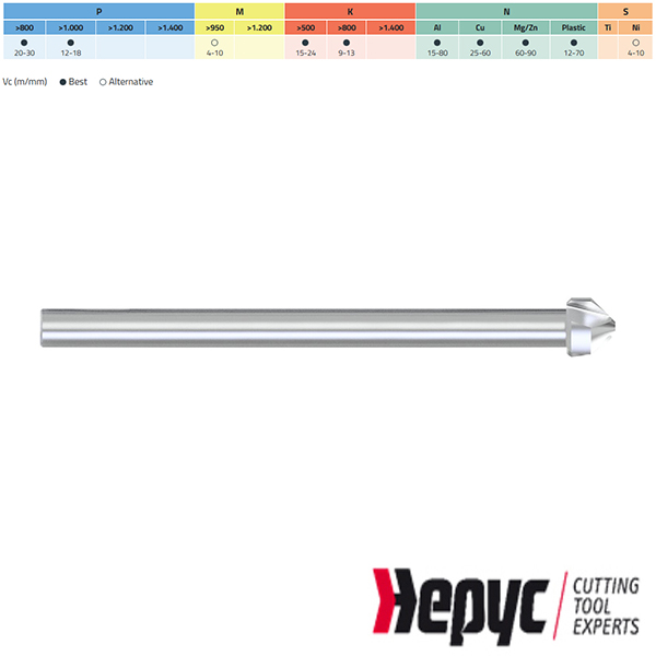 Hepyc HSS verzinkfrees lang  90gr. 3Z 10.40mm